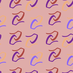 Purple and beige curved lines on pink background.Seamless pattern. For wallpapers, textiles and backgrounds.