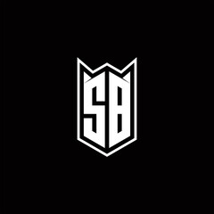 SB Logo monogram with shield shape designs template