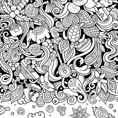 India hand drawn vector doodles illustration. Indian frame card design.