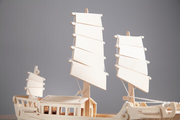 Wooden ship model. Travel and Adventure