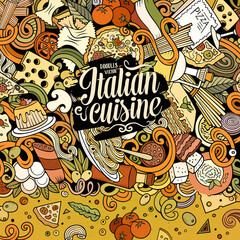 Cartoon vector doodles Italian food frame