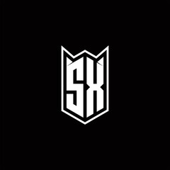 SX Logo monogram with shield shape designs template