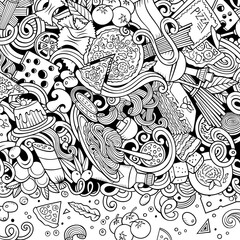 Cartoon vector doodles Italian food frame