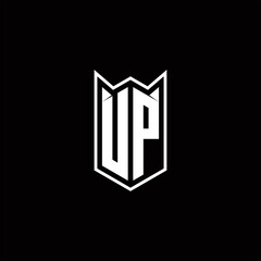 UP Logo monogram with shield shape designs template