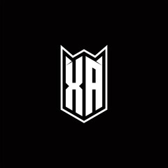 XA Logo monogram with shield shape designs template