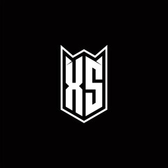 XS Logo monogram with shield shape designs template