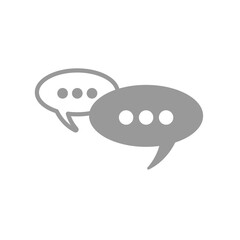two grey chat speech bubble with shadow isolated on white background.