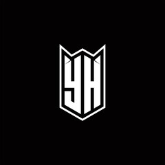 YH Logo monogram with shield shape designs template