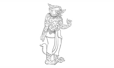 Thai traditional painting in temple, vector