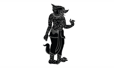 Thai traditional painting in temple, vector