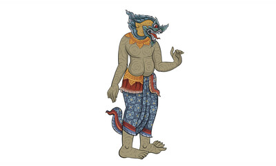 Thai traditional painting in temple, vector