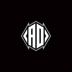 AD Logo monogram with shield shape designs template