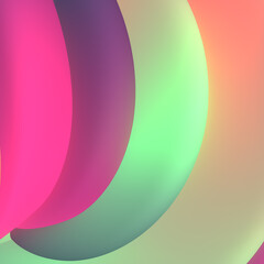 Digital illustration of abstract color fluid shapes. Trendy holographic background. 3d rendering