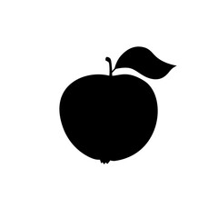 Apple icon. The black. Isolated on a white background. Silhouette. Fruits.
