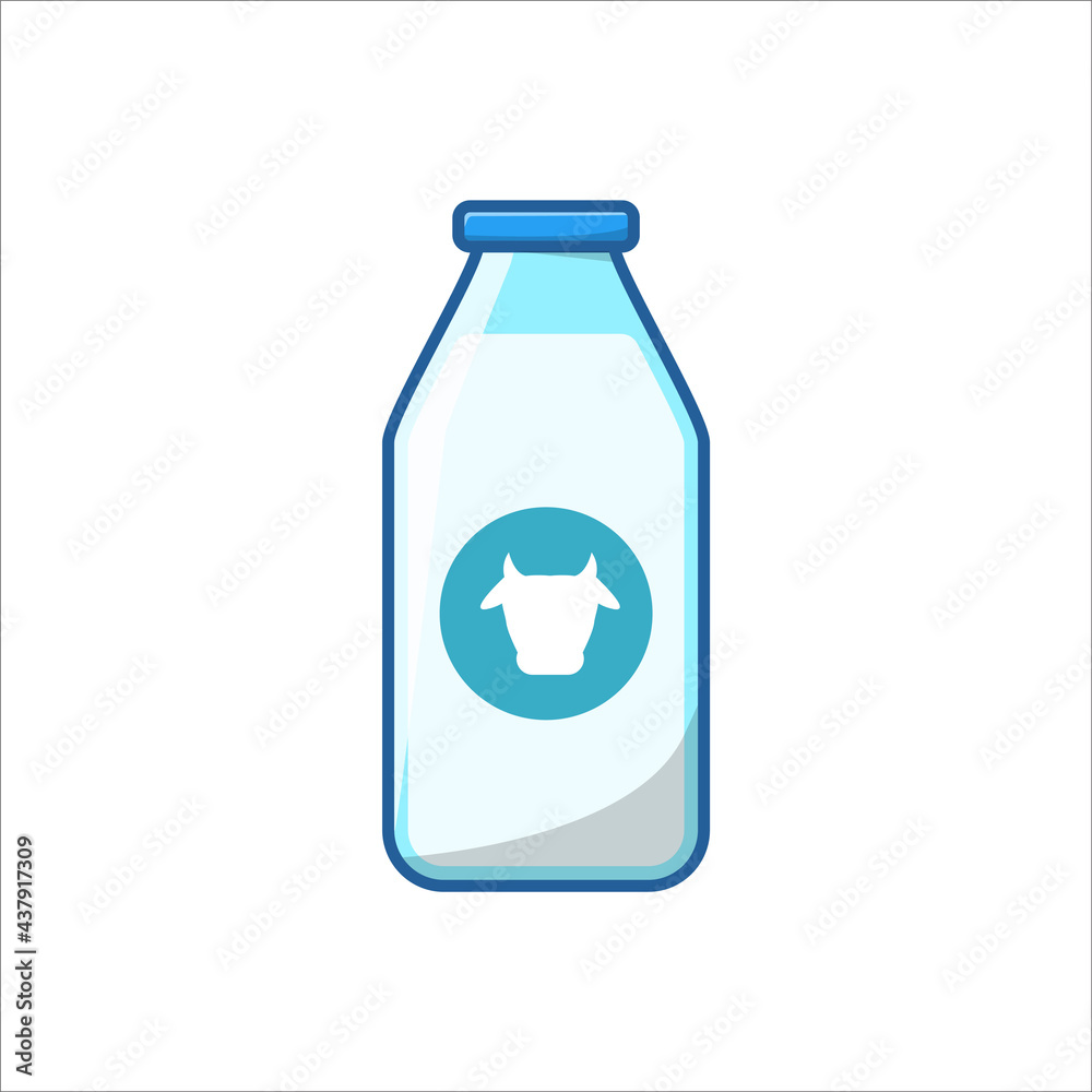 Wall mural bottle of milk vector illustration with cartoon style isolated on white background