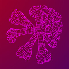 Anatomy Dog Bone object. Wireframe low poly mesh vector illustration