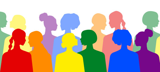 LGBT people silhouette isolated. Lesbians as LGBT. Symbolic colors of the rainbow. LGBT community. Sexual minorities. 