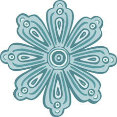 Icon blue winter flower snowflake symbol. Vector,