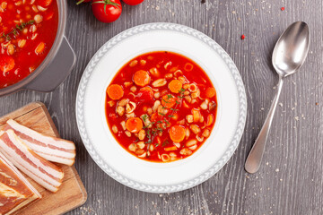 Traditional italian soup minestrone.