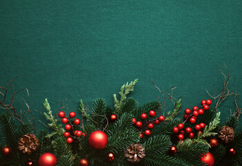 Christmas dark vintage background with copy space for a greeting text