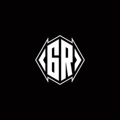 GR Logo monogram with shield shape designs template