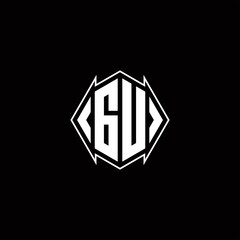 GU Logo monogram with shield shape designs template