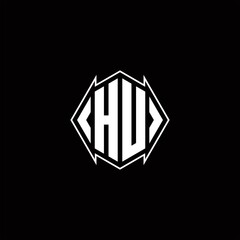 HU Logo monogram with shield shape designs template