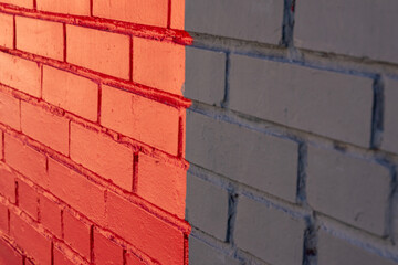 Abstract background of multicolored brick wall. Exterior design