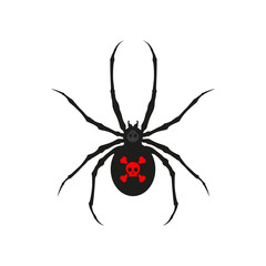 Poisonous spider black widow, spider silhouette latrodectus tredecimguttatus.