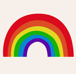 Fototapeta premium LGBT bright rainbow flag on the on the beige isolated background. Pride LGBTQ month.