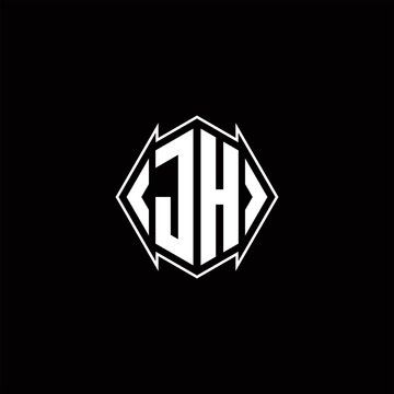 JH Logo monogram with shield shape designs template