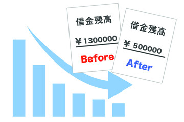 借金残高の減少　ベクターイラスト