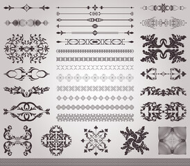 Set of elements decor of holidays and weddings, vector illustrations decoration of books, magazines and backgrounds