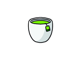 cute tea mugs doodle style on white background. for print, web, mobile and infographics. Cute vector hand-drawn illustration isolated.