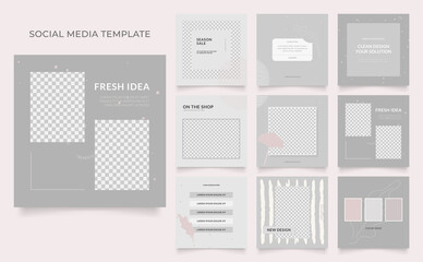 social media template blog fashion sale promotion. fully editable instagram and facebook square post frame organic sale poster. grey pink white ad banner vector background