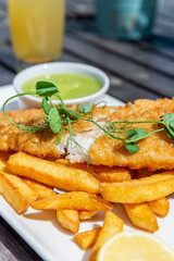 Fish and Chips with peas