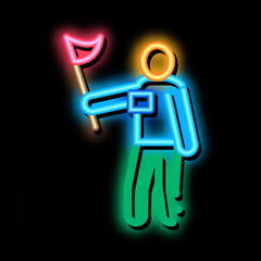 Leading Tourist neon light sign vector. Glowing bright icon Leading Tourist Sign. transparent symbol illustration