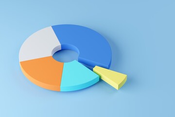 Colourful pie chart business diagram over blue background, financial growth, statistics or investment graph concept - obrazy, fototapety, plakaty