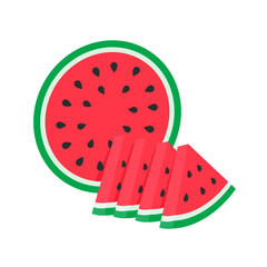 Watermelon vector. red fruit cut into pieces with seeds inside Refreshing food in the summer