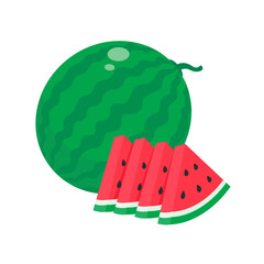 Watermelon vector. red fruit cut into pieces with seeds inside Refreshing food in the summer