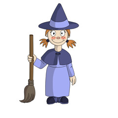 halloween witch with broom