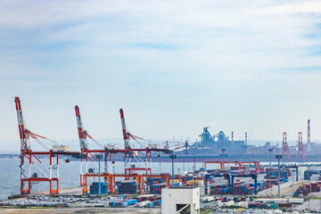 Fototapeta na wymiar 川崎工業地帯から見る都市の景色