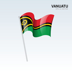 Vanuatu waving flag isolated on gray background