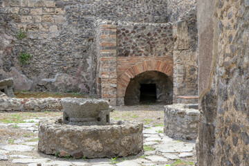 Archaeological Park of Pompeii. House of the Citharist. Campania, Italy