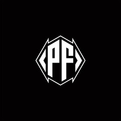 PF Logo monogram with shield shape designs template