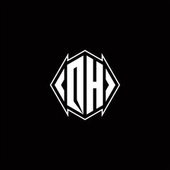 QH Logo monogram with shield shape designs template