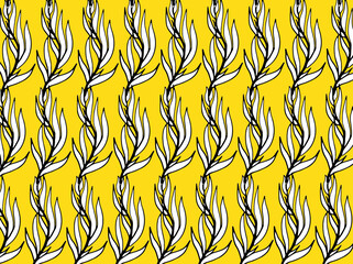 A beautiful print of a branch with long pointed leaves. The print is perfect for printing on fabric for shirts, dresses, simple, expensive and beautiful. Vector graphics 