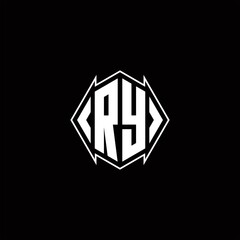 RY Logo monogram with shield shape designs template