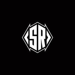 SR Logo monogram with shield shape designs template