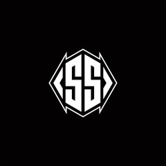SS Logo monogram with shield shape designs template